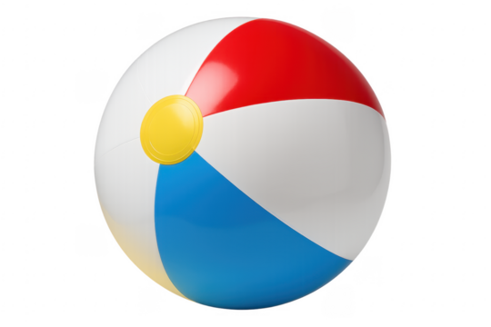 Colorful beach ball floating on transparent background, representing summer fun and games