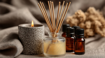 Aroma Diffuser With Candle And Oils