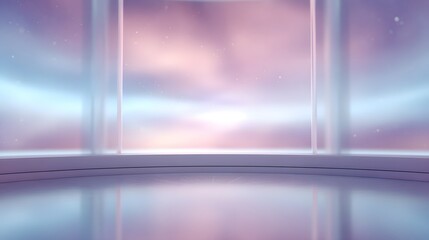 blurred image of a futuristic brain wellness pod interior with holographic waves flowing across walls