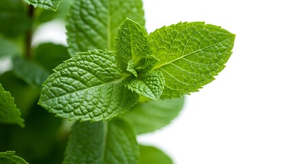 Up Close on a Fresh Mint Leaf