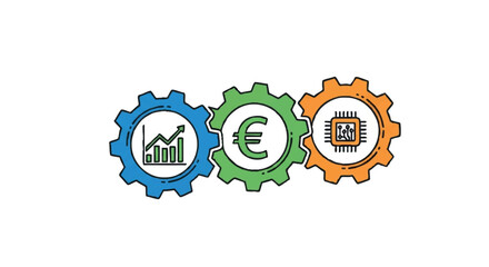 Business gears with euro symbol and growth chart