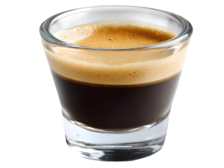 Espresso Shot: A close-up shot showcases the rich, dark allure of a freshly brewed espresso, complete with a perfect crema topping in a clear glass.