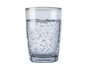 Crystal Clear Refreshment: A close-up shot of a sparkling glass of pure, refreshing water, highlighting the crisp, clean bubbles, ready to quench your thirst.