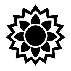Geometric Sunflower Mandala Vector Design.
Silhouette of mandala icon. Mandala Flowers design icon.