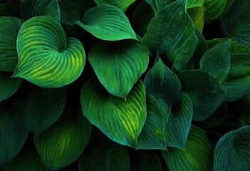 Close-up vibrant green leaves