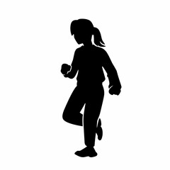 Silhouette illustration of fourth family members in running pose, silhouette of a man running, children sport, flat character design