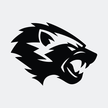 Silhouette wolverine head aggressive mascot logo symbol vector illustration