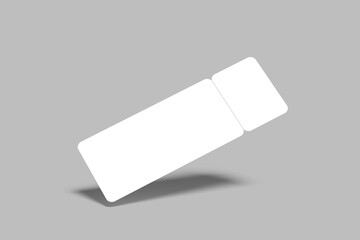 ticket blank mockup 3D with shadow