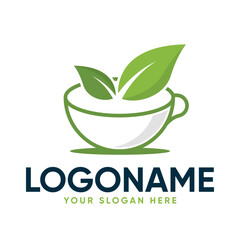 Green Tea Leaf Cup Logo