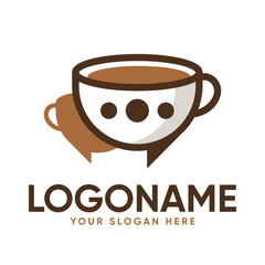 Coffee Cup Chat Bubble Logo