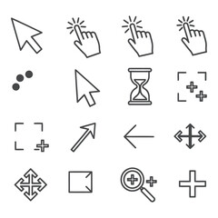 Collection of Essential Interface and User Experience Outline Icons for Web and App Design Applications