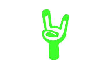Fototapeta premium green hand holding a cable doodle.