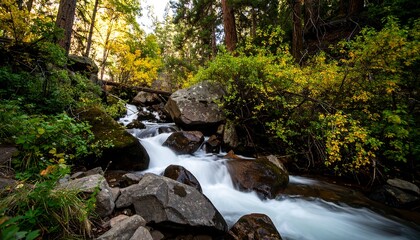 Obraz premium Autumn stream cascading over rocks