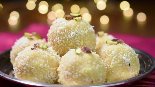  Easy Homemade Coconut Ladoo Recipe with Pistachio Garnish