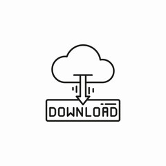 cloud download file icon sign vector