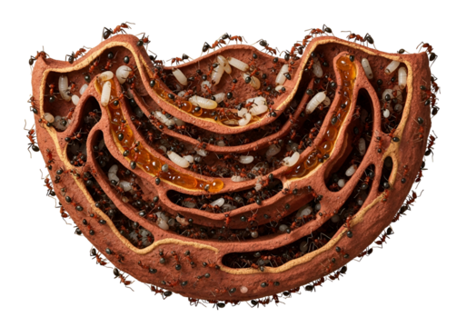Intricate ant nest, showcasing a detailed and complex subterranean colony.