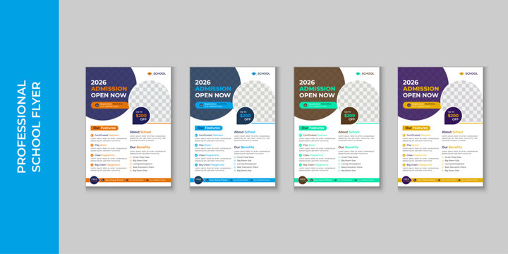 Back to School Flyer Design Professional A4 Education Poster Template for Schools, Colleges, and Learning Centers, Academic Event Admission Promotion Brochure Fully Editable Vector File Clean Layout