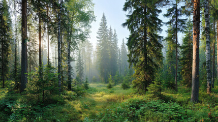 Fototapeta premium capture essence of summer landscapes in russia emphasizing splendid forests and untouched nature