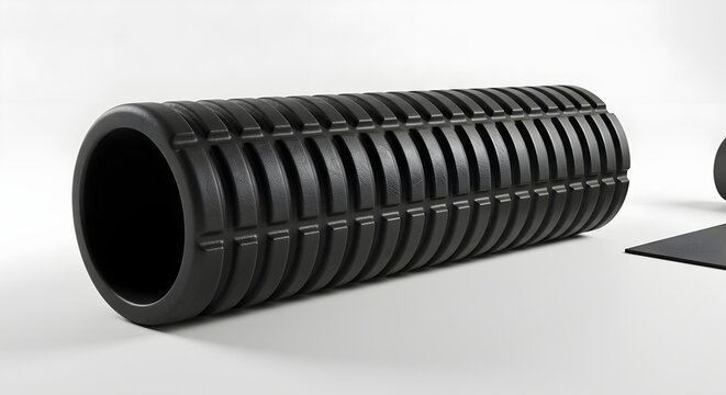 Foam Roller and Fitness: A textured black foam roller sits prominently, inviting one to the wellness journey of muscle recovery and self-care.