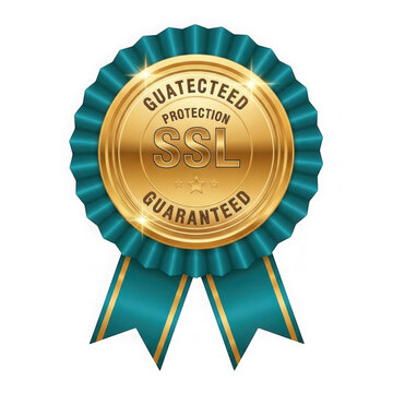 Ssl certificate golden badge protection guaranteed isolated on transparent background