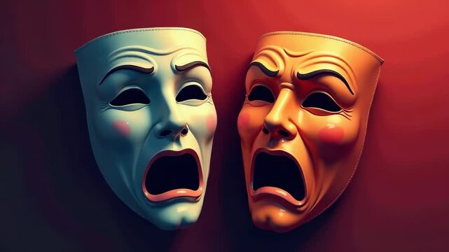 Two masks sitting adjacent to each other on a surface