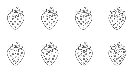 Eight Line Art Strawberries for Coloring Pages