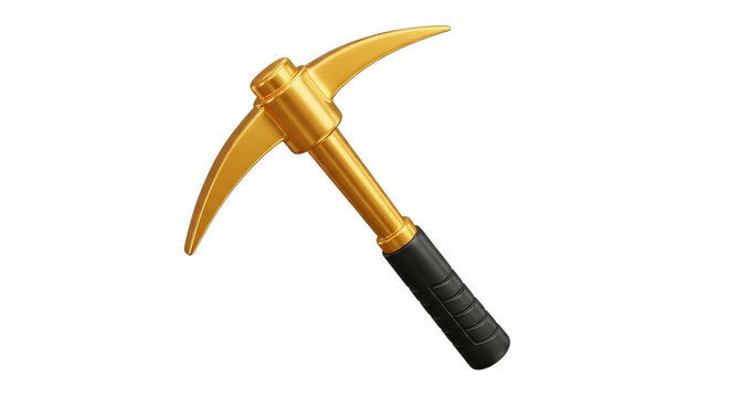 Golden Pickaxe on Black Background Represents Mining Crafting and Resource Gathering for Gaming and Construction Concepts