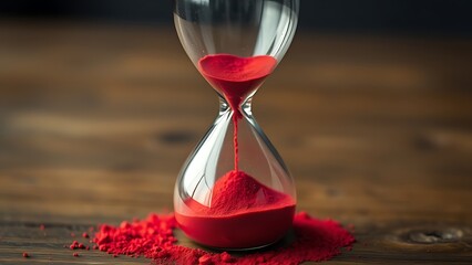 A cracked hourglass with red sand, symbolizing urgent health warnings in midlife.