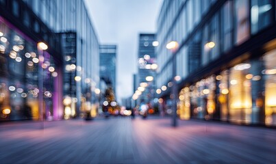Blurred cityscape at dusk