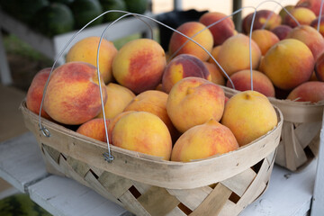 Peaches in basket