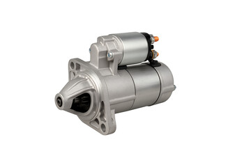 Automotive starter motor component isolated on transparent background for vehicle repair and engine part replacement in automotive industry
