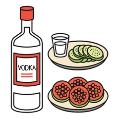 Vodka with Cucumber and Guava Snacks - Illustration