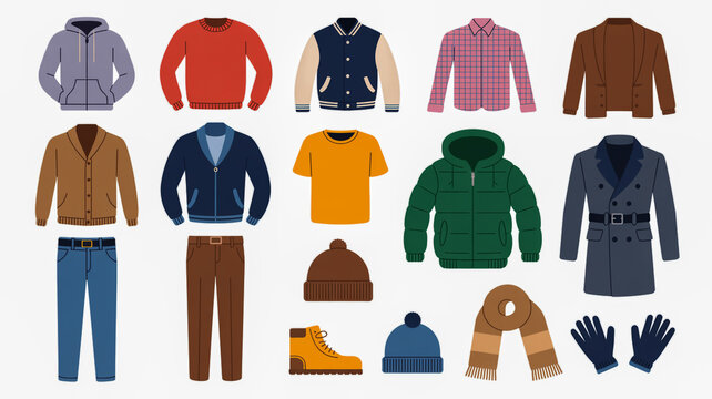 Collection of Men's Casual and Formal Winter Clothing Items and Accessories hoodie sweater
