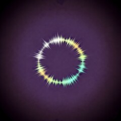 Fototapeta premium Digital Sound Wave Circle : A vibrant visualization of sound waves forms a dynamic circle, with spectrum of color, highlighting the essence of sound. 