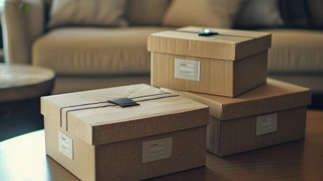 Couple of boxes sitting on top of a table