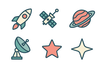 Space exploration vector illustration featuring rockets and planets
