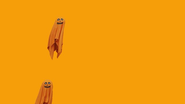 des fant&ocirc;mes oranges pour halloween montent - vid&eacute;o en boucle - 4K rendu 3D - fond vert