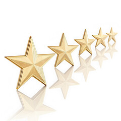 Diagonal arrangement of metallic gold and silver stars isolated on transparent background. Elegant five-pointed stars with shimmering transition effect. Festive sparkling star design for digital use.