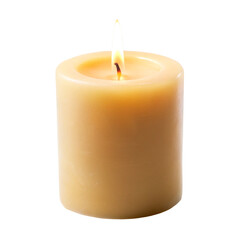 burning candle on white background