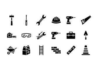 Construction Tools and Safety Equipment Icons