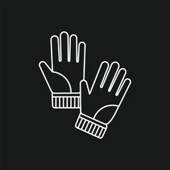 Pair of Winter Gloves Line Art Icon, Simple Cold Weather Handwear Outline, Minimalist Warm Accessory Symbol, Modern Vector Graphic for Fashion and Apparel.