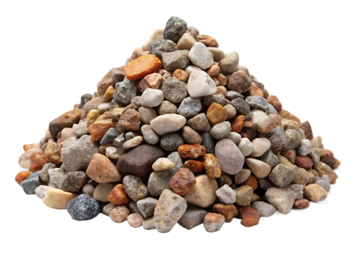 a pile of rocks and gravel  isolated on white background PNG.AI Generated.