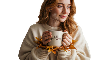 Young Woman Enjoying a Warm Drink on a Cozy Autumn Day