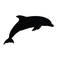 Black dolphin jumping from water silhouette