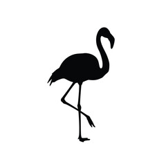 Black flamingo standing on one leg bird silhouette