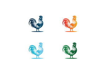 Fototapeta premium Rooster logo gradient color , Rooster icon Bandel vector design