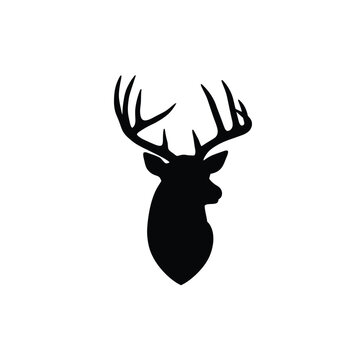 Black deer head with antlers silhouette stag animal