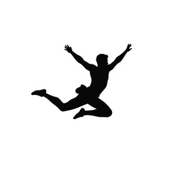 Man leaping with arms outstretched silhouette black