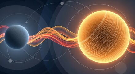 Quantum Entanglement Abstract Illustration with Energy Waves