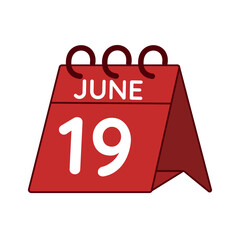 june 19 desk calendar vector on white background
Vector red calendar flat icon